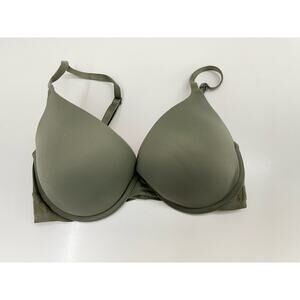 PINK Womens Bra Size 32D Wear Everywhere Push Up Green Logo Band Adjustable